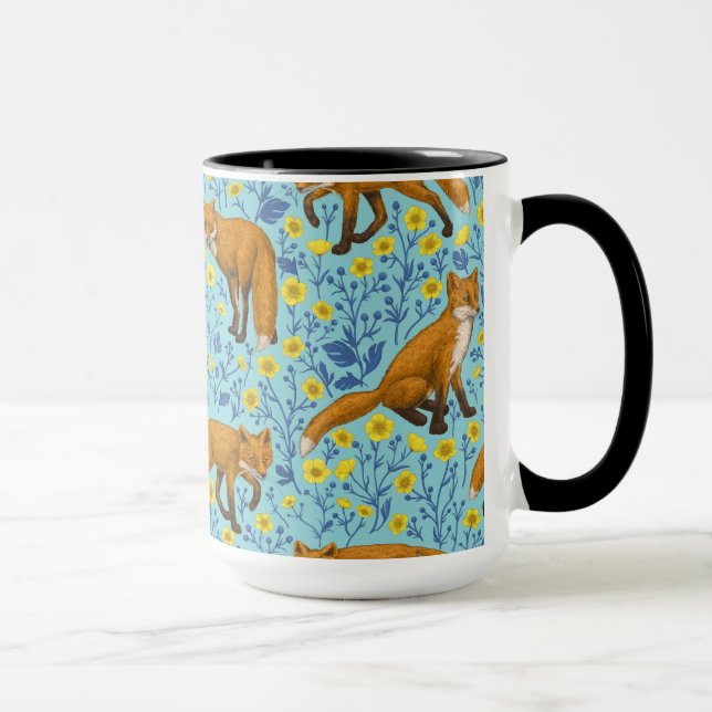 Mug Renards et papillons sur le bleu de la piscine (Droite)