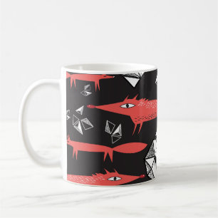 Mug Renards Rouges : Arrière - plan Sombre Sans Couleu
