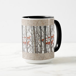 Mug Renards rouges dans Woods Art Rustique Look LG Caf
