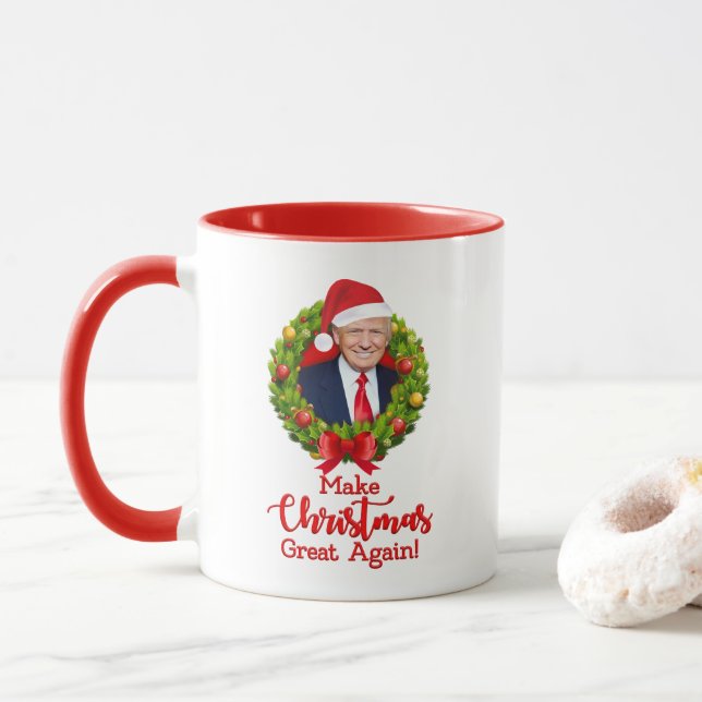 Mug Rendre Noël à la grandeur Trump MAGA cadeau amusan (Avec donut)