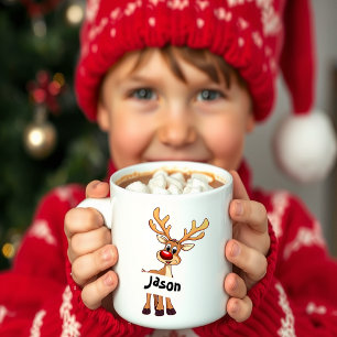Mug Renne de dessin animé mignon Noël personnalisé