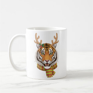 Mug Renne Tigre de Noël Animal Avec Bois Xmas 