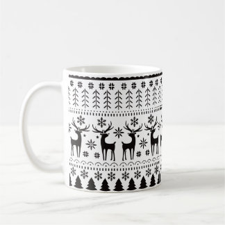 Mug Rennes de Noël d'art populaire moderne