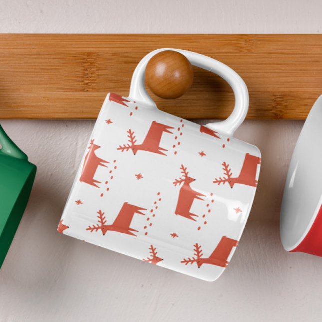 Mug Rennes de Noël. Motif d'animaux des bois rouges (Créateur téléchargé)