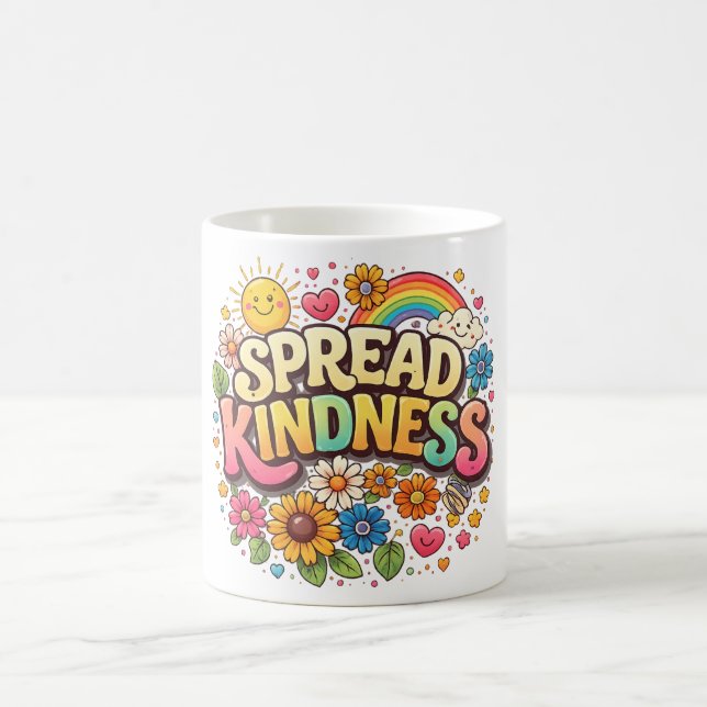 Mug Répandre la gentillesse – Joli arc-en-ciel floral (Centre)
