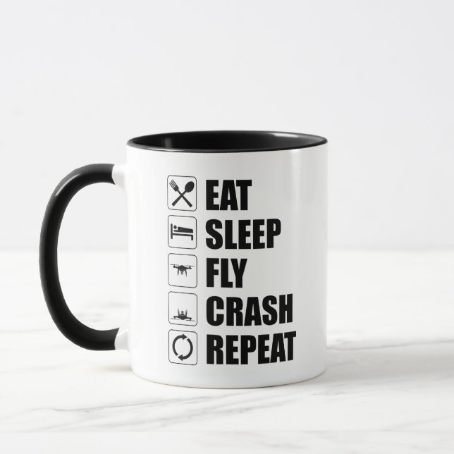 Mug Répéter l'écrasement de mouches du sommeil Pilote  (Gauche)