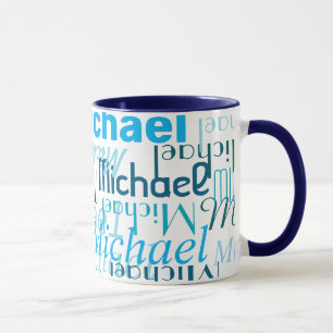 Mug Répéter votre nom Cool Typographie bleu