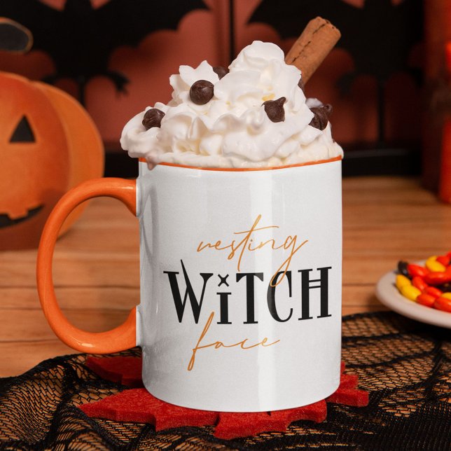Mug Repose Sorcière visage amusant Halloween Typograph (Créateur téléchargé)