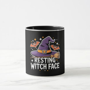 Mug Repose Sorcière Visage Scary Broomstick drôle Hall