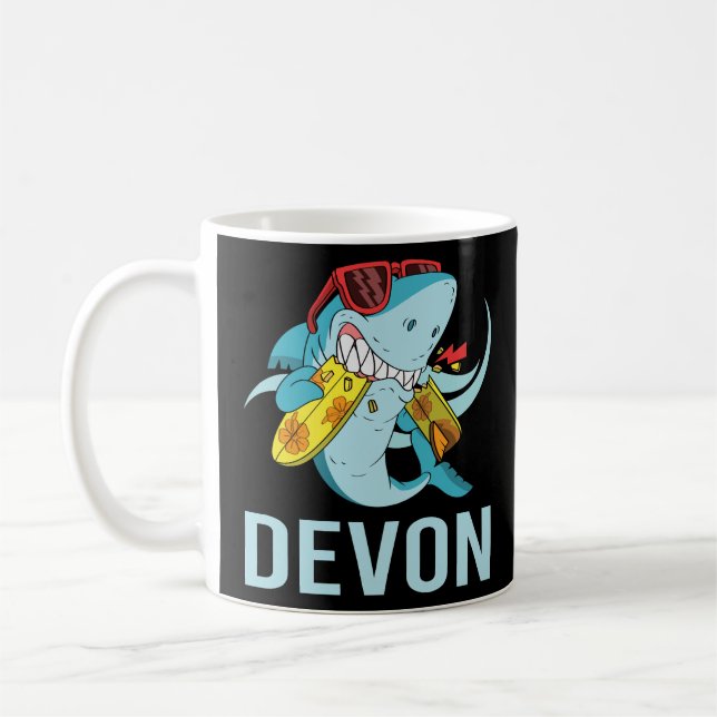 Mug Requin drôle - Nom du Devon (Gauche)