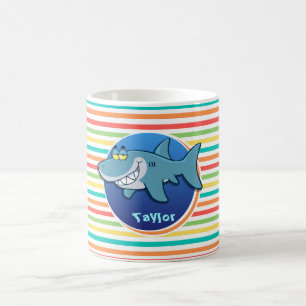 Mug Requin ; Rayures lumineuses d'arc-en-ciel