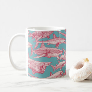 Mug requins juste viva magenta turquoise