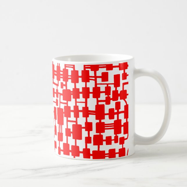 Mug Réseau Abstrait - Noir sur rouge (Droite)