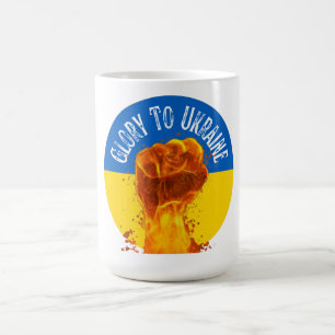 Mug Résistance au drapeau ukrainien Flaming Fist 