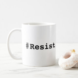 Mug #Résistez, Gras Texte noir sur Musique blanche