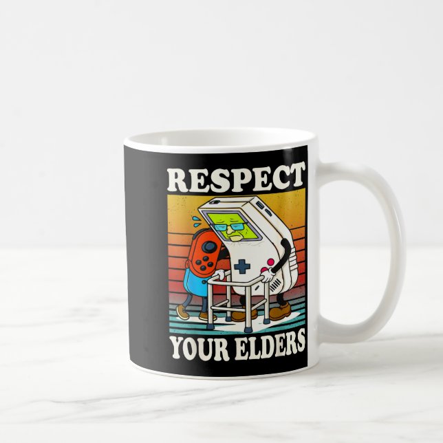 Mug Respect Your Elders Gaming Control 80s Retro Funny (Droite)