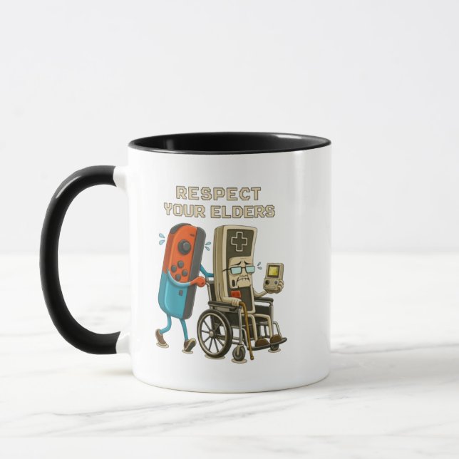 Mug Respect Your Elders Gaming Control Retro Funny Gam (Gauche)