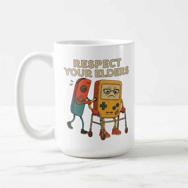 Mug Respect Your Elders Retro Gaming Funny Gamer Contr (Gauche)