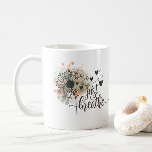 Mug Respirer simplement Pissenlit avec cœurs Yoga Enco