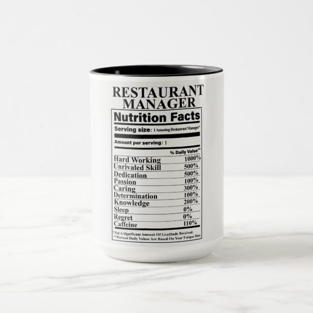 Mug Responsable du restaurant Nutrition Facts (Centre)