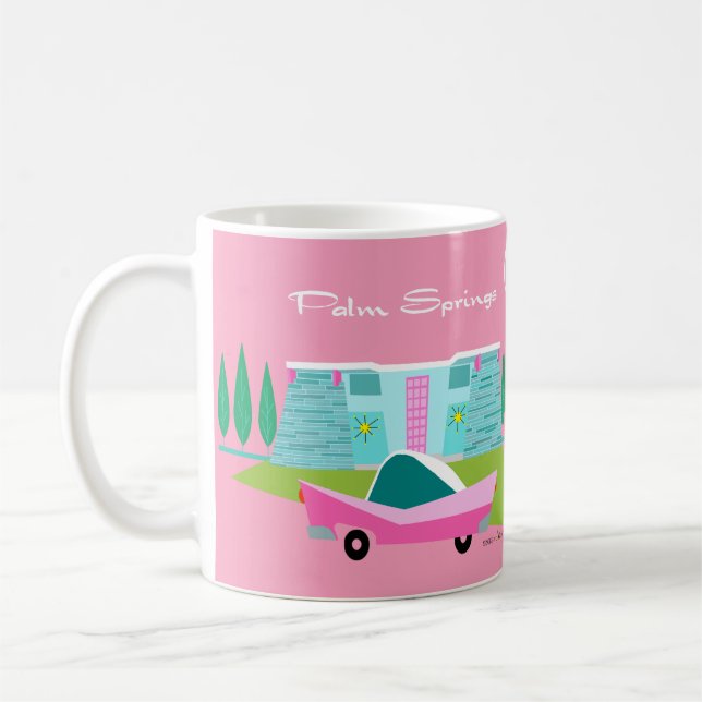 Mug Ressorts de palmiers roses rétro (Gauche)