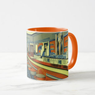 Mug Restaurant vintage, Retro Roadside Diner Intérieur