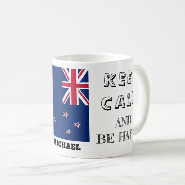 Mug Restez calme avec le drapeau néo-zélandais (Devant droit)