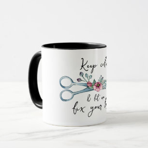 Mug Restez calme et laissez-moi réparer vos cheveux, H