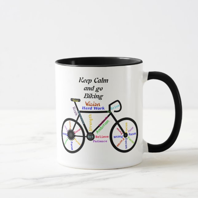 Mug Restez calme et partez à vélo, avec des mots motiv (Droite)