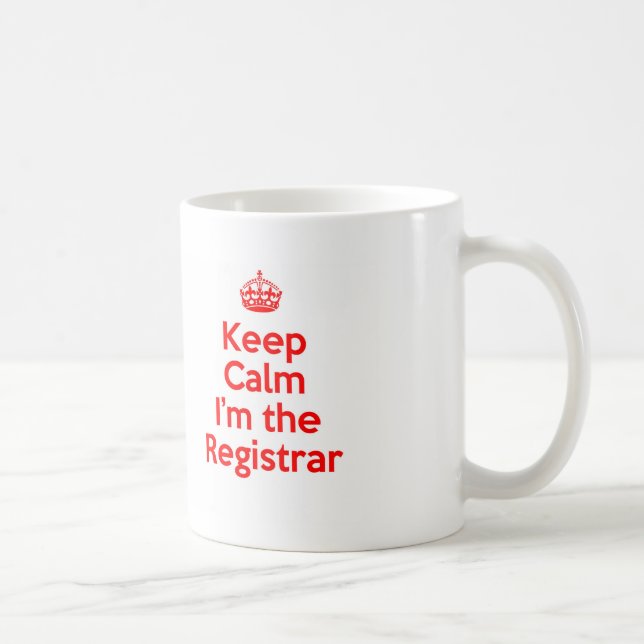 Mug Restez calme Je suis le registraire en rouge (Droite)