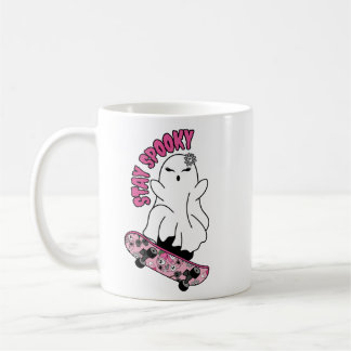 Mug "Restez Éffrayant" Fantôme sur un skateboard - Coo