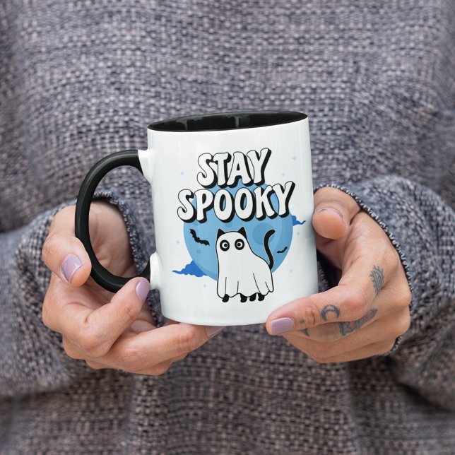 Mug Restez Éffrayant Ghost Cat (Créateur téléchargé)