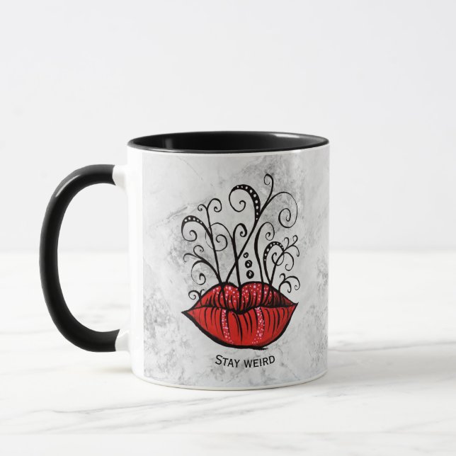 Mug Restez Étrange Lèvres Gothiques Tatouage Oddity (Gauche)