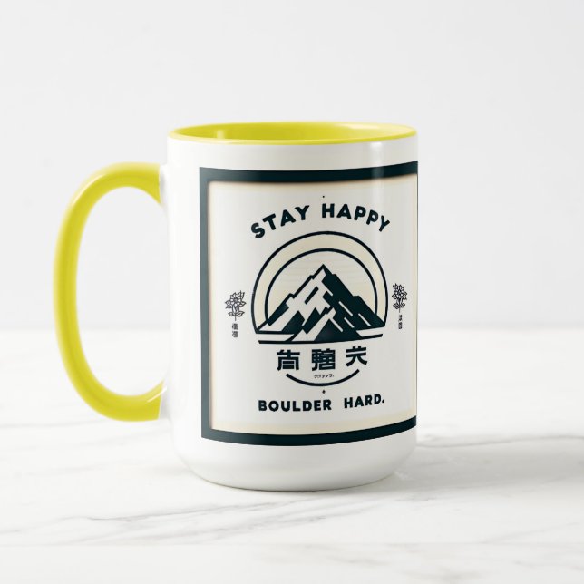Mug Restez Heureux, Boulder Dur (Gauche)