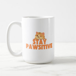 Mug Restez Pawsitif Création de Chat Mignon Clin d'œil