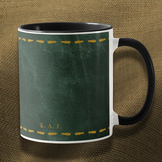 Mug Restorative Forest Green Stitched Leather-Look (Créateur téléchargé)