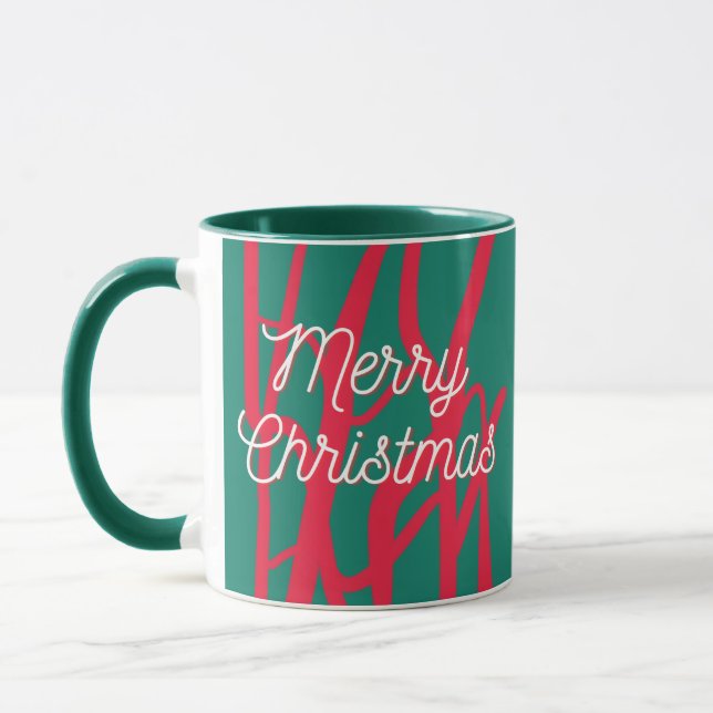 Mug Résumé Joyeux Noël Personnalisé Rouge Vert (Gauche)