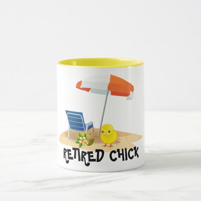 Mug Rétired Chick-Beach Scene (Centre)