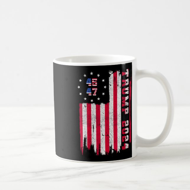 Mug Retour) 45 47 Trump 2024 Drapeau américain (Droite)