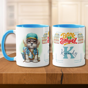 Mug Retour À L'École Chien Portant Le Sac À Dos Custom