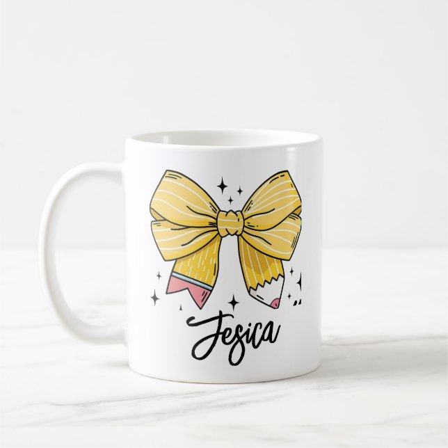 Mug Retour à l'école Coquette Nom personnalisé (Gauche)