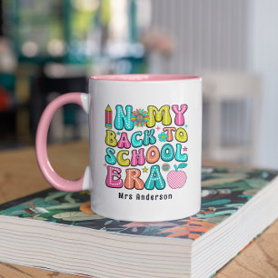Mug Retour à l'école enseignant rétro coloré 