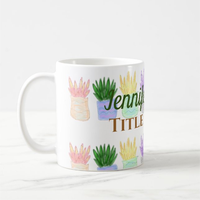 Mug Retour à l'école nom du professeur titre succulent (Gauche)
