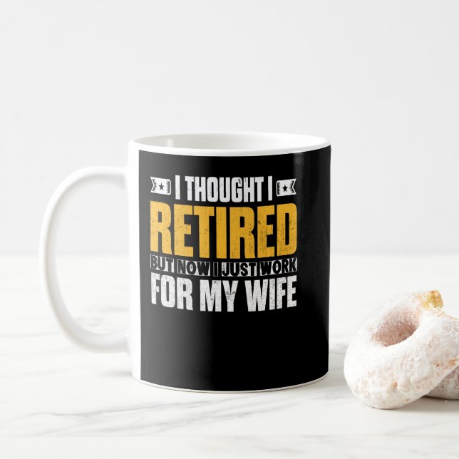 Mug Retraité 2021 Cadeau de retraite Je pensais que je (Avec donut)