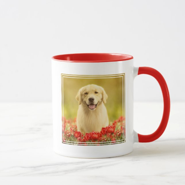 Mug Retraité d'or dans les fleurs rouges (Droite)