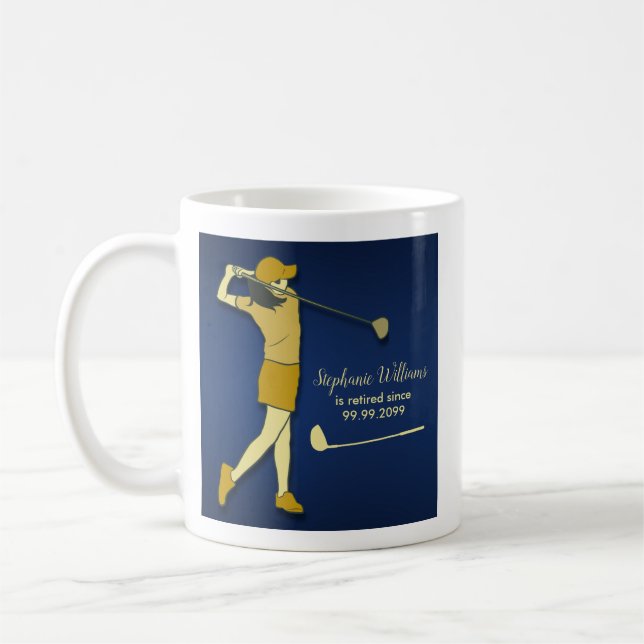 Mug Retraite Golf Party Classic Blue Golden Woman (Gauche)