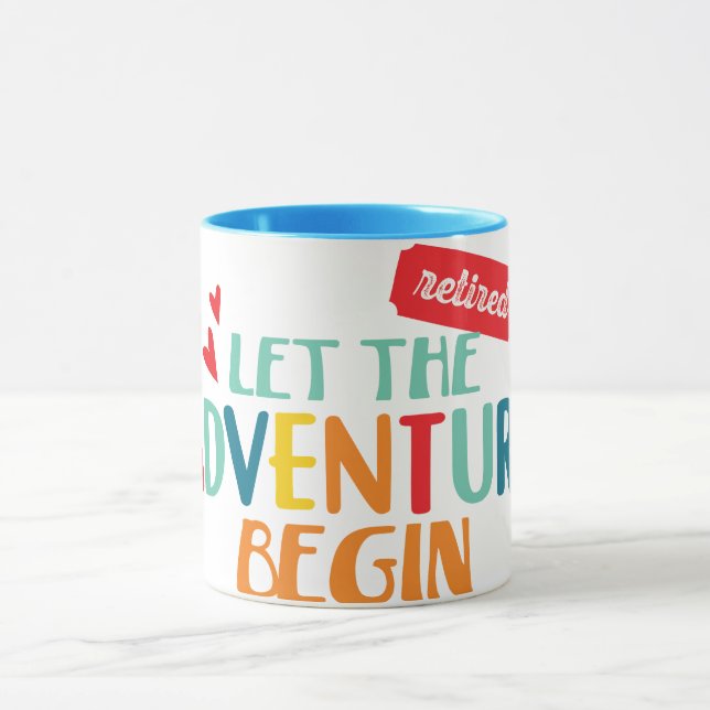 Mug Retraité. Laissez l'aventure commencer ! (Centre)