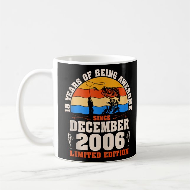 Mug Retro 18e anniversaire 18 ans Pêcheurs Nés déc. (Gauche)