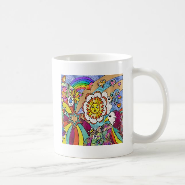 Mug Retro 60s Psychedelic Sunshine Aigle Cadeaux (Droite)