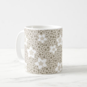 Mug Rétro à pois beige avec des étoiles et des fleurs